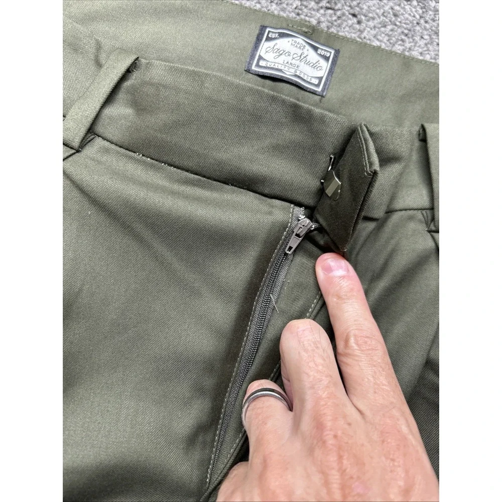 Sago Studio Elenor Pants Mens 33x29 Olive Green Embroidered Dress Pants